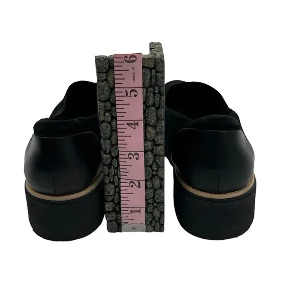 Clarks Black Suede Sharon Dolly Platform Wedge Loafers Size 9 Women's