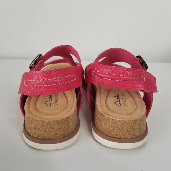 Clarks Brynn Step Adjustable Crossover Strap Sandals Size 5.5M Hot Pink