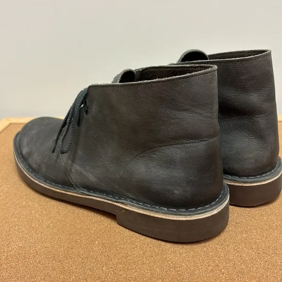 CLARKS Bushacre 2 Desert Ankle Boots Gray Leather Chukka Lace Up Men SZ 11.5