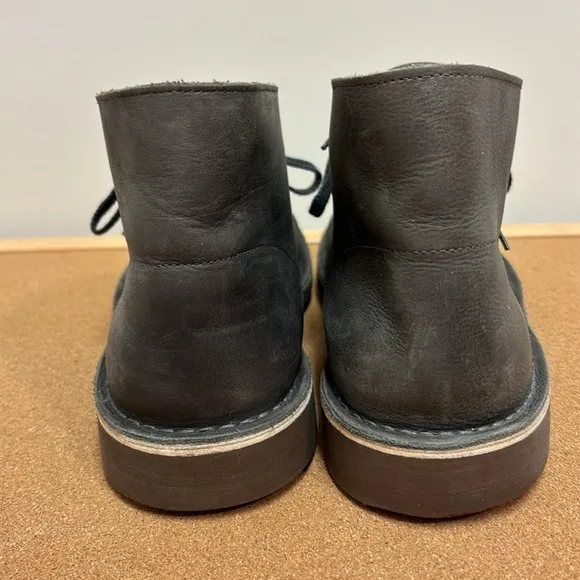CLARKS Bushacre 2 Desert Ankle Boots Gray Leather Chukka Lace Up Men SZ 11.5