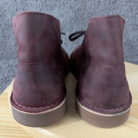 Clarks Bushacre 2 Desert Chukka Boots Mens Size 11 Red Wine Leather Lace Up Shoe