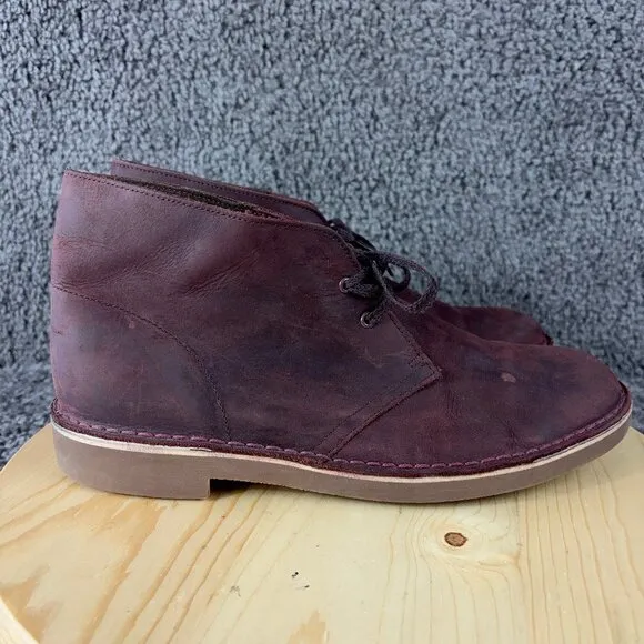 Clarks Bushacre 2 Desert Chukka Boots Mens Size 11 Red Wine Leather Lace Up Shoe