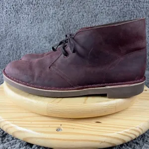 Clarks Bushacre 2 Desert Chukka Boots Mens Size 11 Red Wine Leather Lace Up Shoe