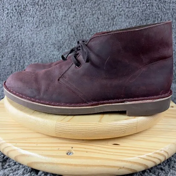 Clarks Bushacre 2 Desert Chukka Boots Mens Size 11 Red Wine Leather Lace Up Shoe