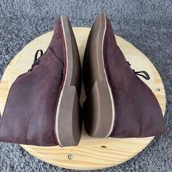 Clarks Bushacre 2 Desert Chukka Boots Mens Size 11 Red Wine Leather Lace Up Shoe