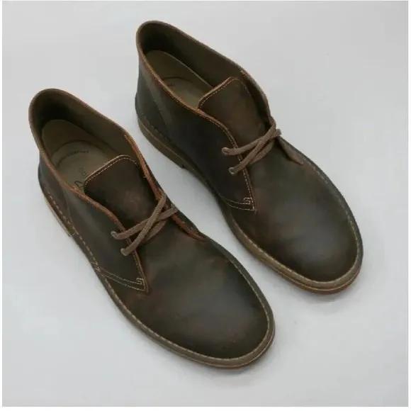 Clarks Bushacre 2 Men's 8 Brown Beeswax Leather Chukka Desert Ankle Boots 15522