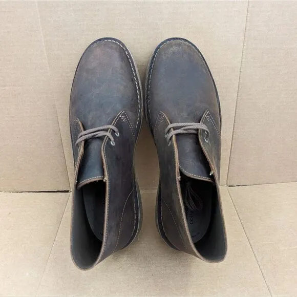 Clarks Bushacre Brown Leather Desert Chukka Boots Mens Size 11 Wide