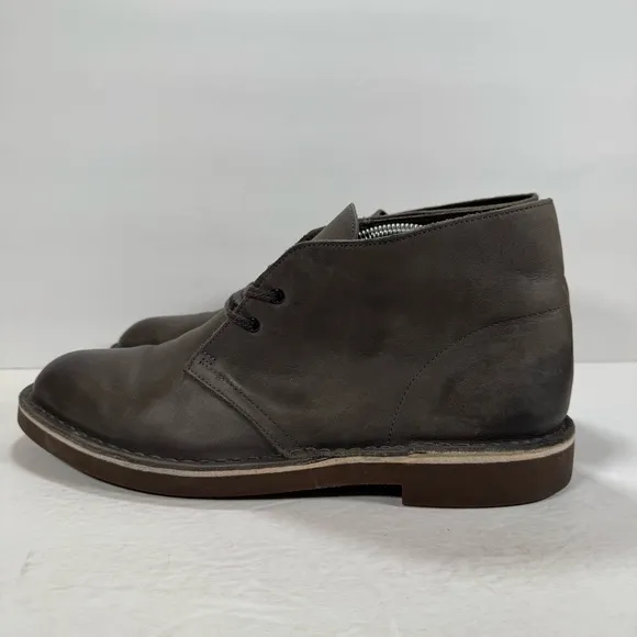 Clarks Bushacre Gray Leather Lace Up Desert Chukka Boots Men Size 11.5M