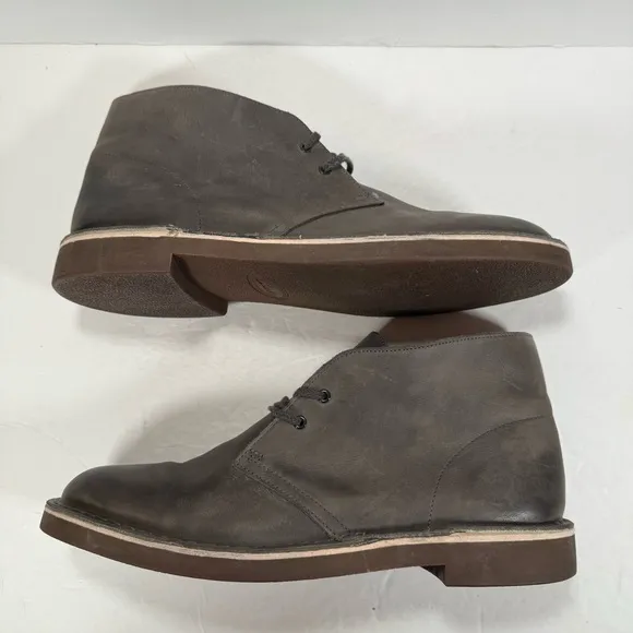 Clarks Bushacre Gray Leather Lace Up Desert Chukka Boots Men Size 11.5M