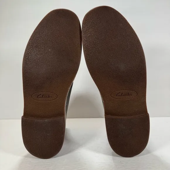 Clarks Bushacre Gray Leather Lace Up Desert Chukka Boots Men Size 11.5M
