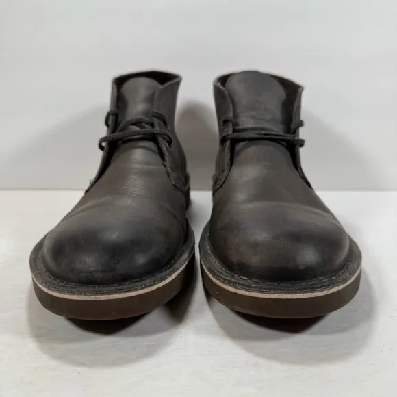 Clarks Bushacre Gray Leather Lace Up Desert Chukka Boots Men Size 11.5M