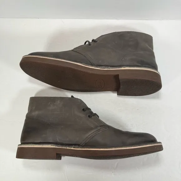 Clarks Bushacre Gray Leather Lace Up Desert Chukka Boots Men Size 11.5M