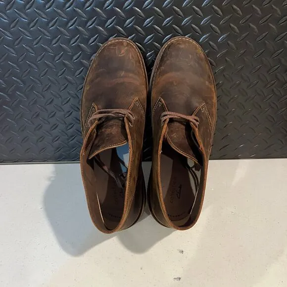 Clarks Bushacre‎ II Desert Chukka Boots Beeswax Leather Brown Mens Size 12