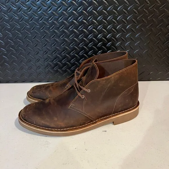 Clarks Bushacre‎ II Desert Chukka Boots Beeswax Leather Brown Mens Size 12