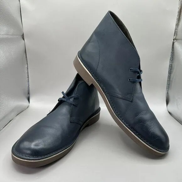 Clarks BUSHARCE 2 26082286 Navy Blue Leather Chukka Desert Boots Men's 13 M