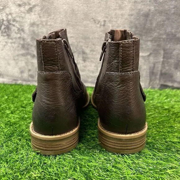 Clarks Cazmin Loop Boot Womens 6.5 W Brown Leather Ankle Buckle Casual NEW W/box