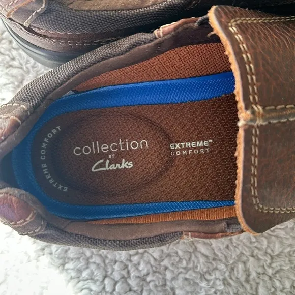 Clarks Collection Men's 9.5 Bradley Free Slip On Comfort Loafers Brown Leather
