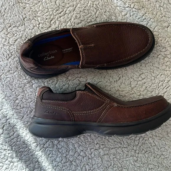 Clarks Collection Men's 9.5 Bradley Free Slip On Comfort Loafers Brown Leather