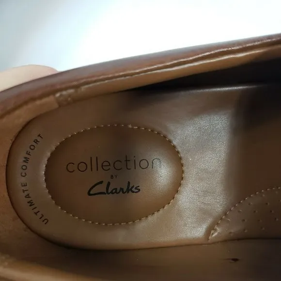 Clarks Collection Slip On Leather Loafers Comfort Shoes Mens Size 12W Speckled