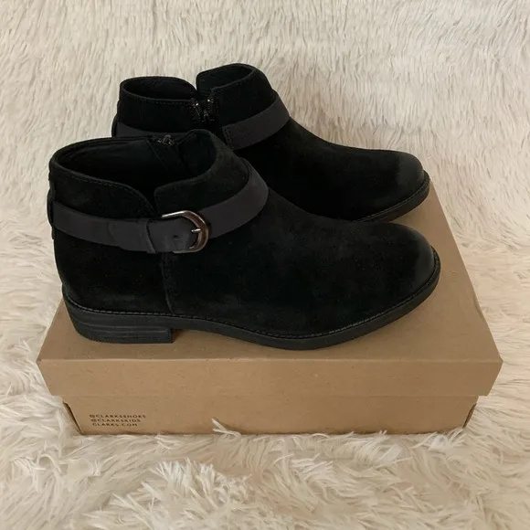 Clarks Demi Tone Black Suede Ankle Boots