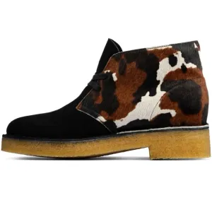 Clark’s Desert Boots Black Suede Cow Print Hair SZ 9.5 Women’s Shoes