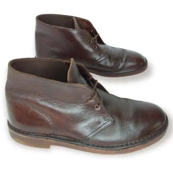 Clarks Desert Chukka Boots Size 10.5M Brown Leather Lace Up Classic