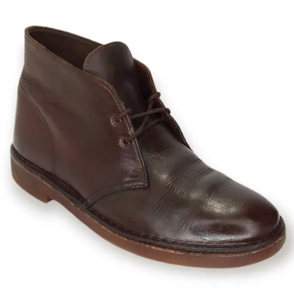 Clarks Desert Chukka Boots Size 10.5M Brown Leather Lace Up Classic