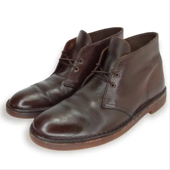 Clarks Desert Chukka Boots Size 10.5M Brown Leather Lace Up Classic