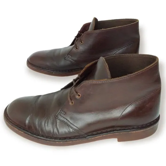 Clarks Desert Chukka Boots Size 10.5M Brown Leather Lace Up Classic