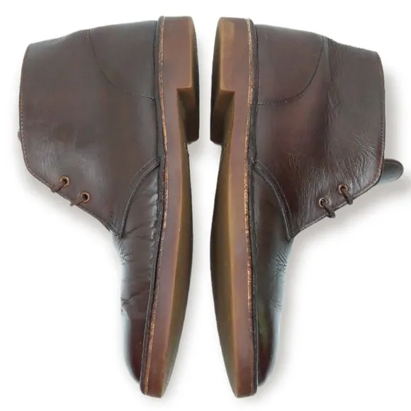 Clarks Desert Chukka Boots Size 10.5M Brown Leather Lace Up Classic