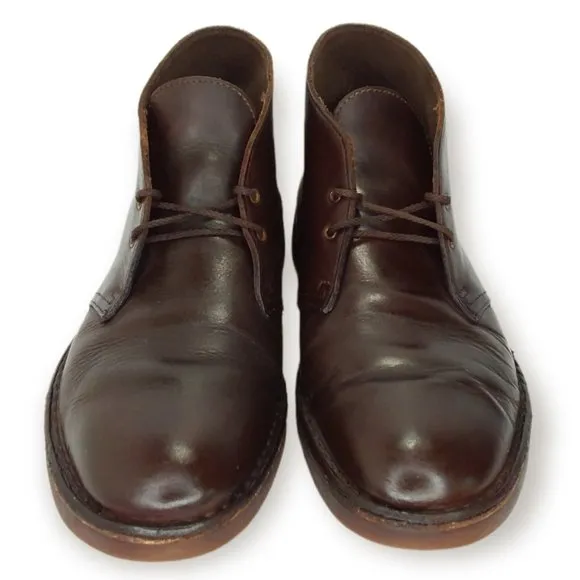 Clarks Desert Chukka Boots Size 10.5M Brown Leather Lace Up Classic