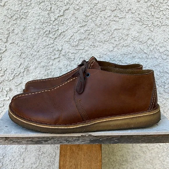 Clarks desert trek leather brown beeswax chukka boots hi top shoes men’s 10.5