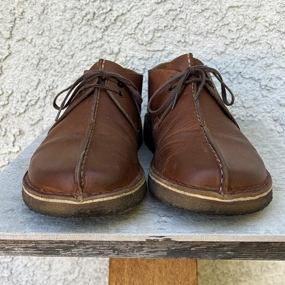 Clarks desert trek leather brown beeswax chukka boots hi top shoes men’s 10.5
