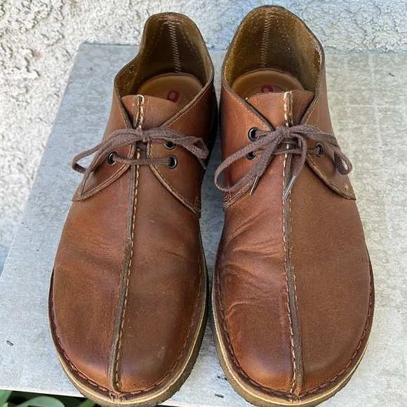 Clarks desert trek leather brown beeswax chukka boots hi top shoes men’s 10.5