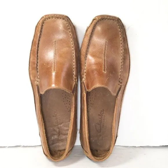 Clarks England Mansell Men's Leather Slip-On Loafers Brown Size 11