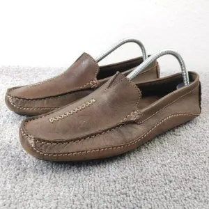 Clarks England Moccasin Loafers Mens Size 8 Shoes Brown Leather Casual Slip On