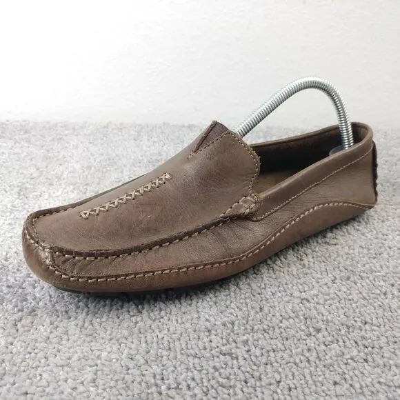 Clarks England Moccasin Loafers Mens Size 8 Shoes Brown Leather Casual Slip On