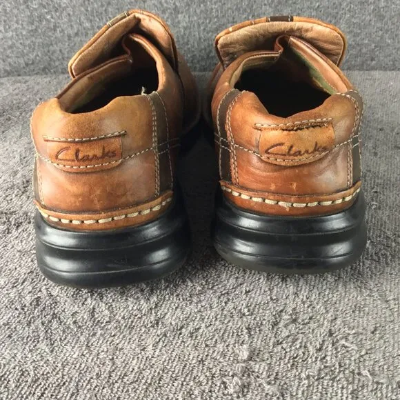 Clarks Escalade Mens 10M Brown Leather Slip On Loafers