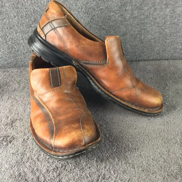 Clarks Escalade Mens 10M Brown Leather Slip On Loafers