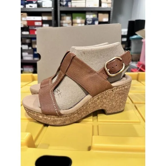Clarks Giselle Style Sandals Women's 7 M Brown Tan‎ Slingback Leather