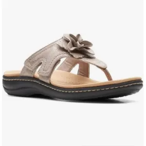 Clark’s Gold Laurieann Gemma Thong Sandal Flower Detail Slip-on Adjustable