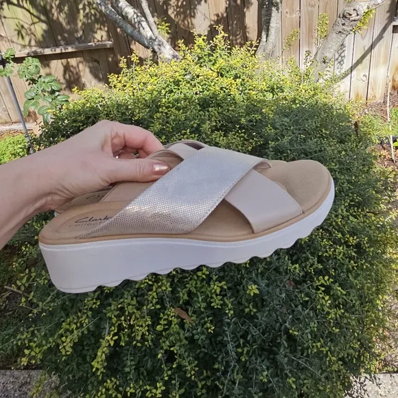 Clarks Jillian Gem Wedge Slide Sandals comfy us 10M