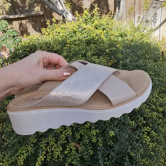 Clarks Jillian Gem Wedge Slide Sandals comfy us 10M