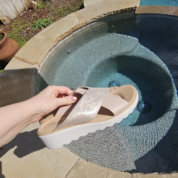 Clarks Jillian Gem Wedge Slide Sandals comfy us 10M