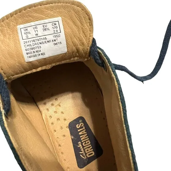 Clarks Kids Sz 10.5 Blue Suede Desert Boots