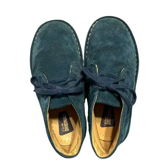 Clarks Kids Sz 10.5 Blue Suede Desert Boots
