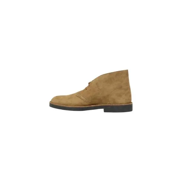 Clarks Lace-Up Leather Boots with Rubber Sole Men Beige