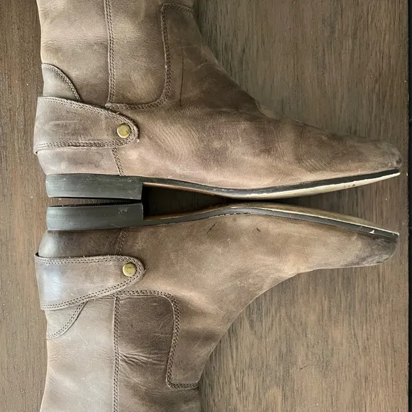 Clarks Leather Riding Boots Full Zip Brown Knee High Boots W 10M 2010s preppy