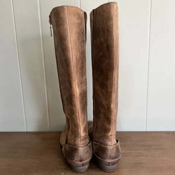 Clarks Leather Riding Boots Full Zip Brown Knee High Boots W 10M 2010s preppy