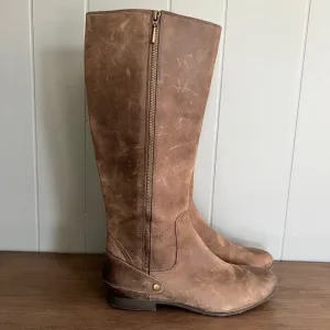 Clarks Leather Riding Boots Full Zip Brown Knee High Boots W 10M 2010s preppy